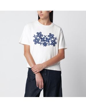 Weekend by Maxmara Écru Cotton Jersey T-Shirt With Embroidery - White