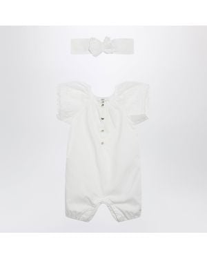 Chloé Cotton Romper With Matching Headband - White