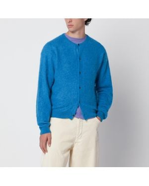 AURALEE Crewneck Cardigan - Blue