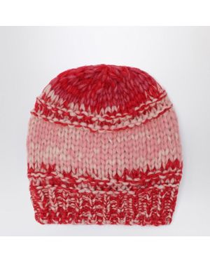 Roberto Collina Berretto /rosa effetto mouliné - Rosso