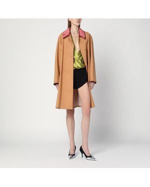 Prada Honey-coloured Trench Coat In Cotton - Orange