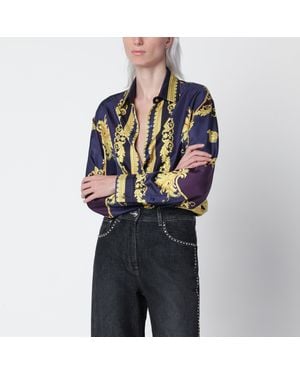 Versace New Barocco Silk Twill Shirt - Blue