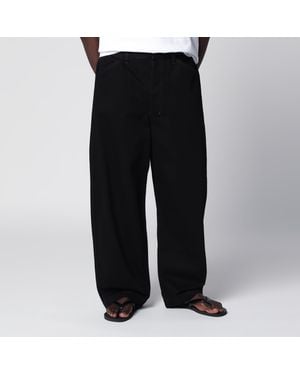 Lemaire Wide-Leg Cotton Trousers - Black