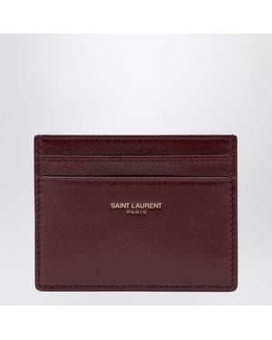 Saint Laurent Dark Ruby Leather Credit Card Holder - Purple