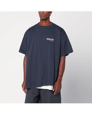 Balenciaga Doppel-T-Shirt Political Campaign Marine/Weiß - Blau
