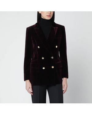 VI TO VI Bordeaux Velvet Double-Breasted Jacket - Black