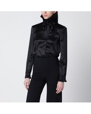 Gucci Silk Satin Shirt With A Knotted Bow - Black