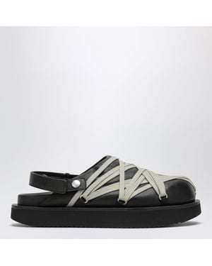 Rick Owens Megalace Mules With Leather Criss-Cross Laces - Black