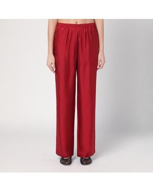 Loulou Studio Wide Trousers In Silk - Red