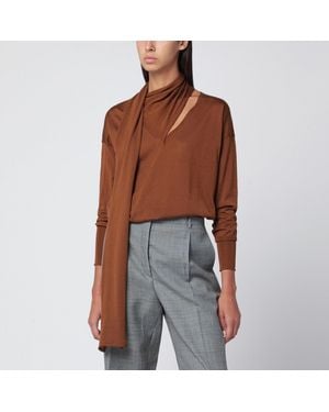 Roberto Collina Hazelnut-Coloured Sweater With Scarf - Brown