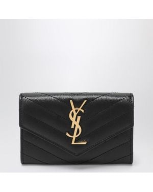 Saint Laurent Monogram Envelope Small Wallet - Black