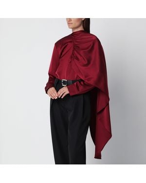 Source Unknown Koa Draped Satin Blouse - Red