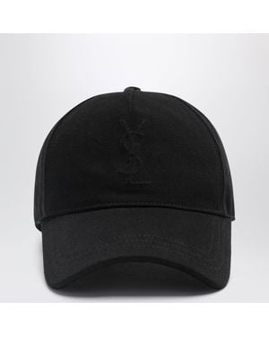 Saint Laurent Cassandre Cotton Baseball Cap - Black