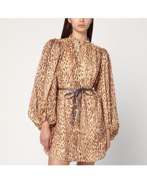 Zimmermann Leopard Print Short Dress - Brown