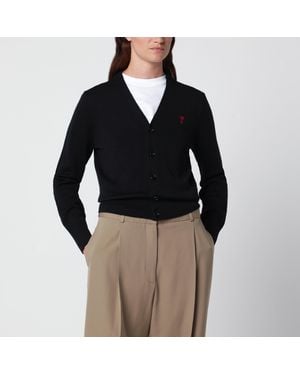 Ami Paris Ami De Coeur Cardigan - Black