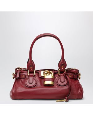 Chloé Grained Leather Satchel Bag With Padlock - Red