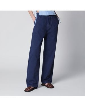 Miu Miu Ink-Colored Gabardine Trousers - Blue