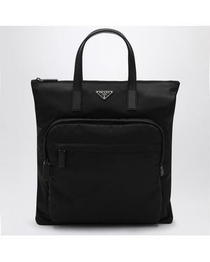 Prada Sac Shopping En Re-Nylon Et Saffiano - Noir