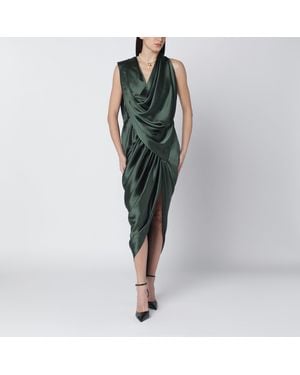 Vivienne Westwood Satin Draped Midi Dress - Green