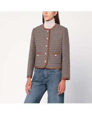DUNST Giacca a quadretti in tweed - Marrone