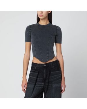 Balenciaga Washed Corset-Style T-Shirt - Blue