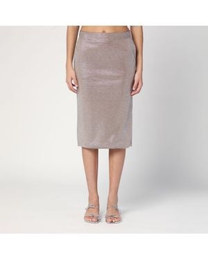 GIUSEPPE DI MORABITO Midi Skirt With Silver Rhinestones - Grey