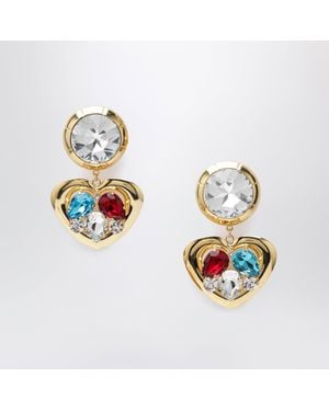 Alessandra Rich Heart Pendant Clipon Earrings - Metallic