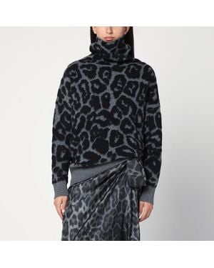 Stella McCartney Leopard Print Turtleneck Jumper - Black