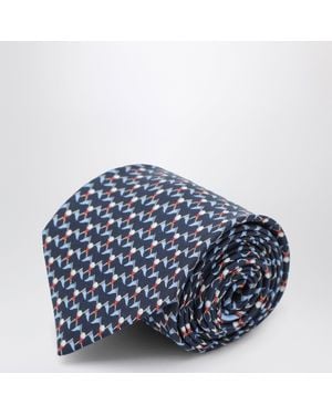 Ferragamo Cravate Club Bleu Marine En Soie