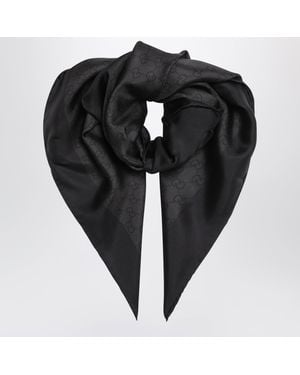 Gucci Printed Silk Twill Carré With Gg Print - Noir