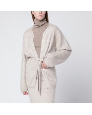 Almada Label Cardigan aria color taupe in cashmere - Neutro