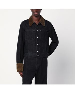 NAMACHEKO Denim Jacket With Velvet Trim - Black