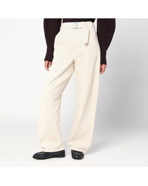 Lemaire Pantalone color panna con cintura - Neutro