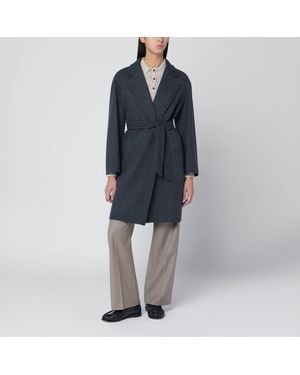 Max Mara Wool Coat With Denim Effect - Blue