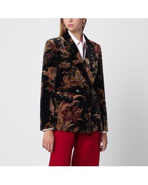 Etro Printed Doublebreasted Velvet Jacket - Red