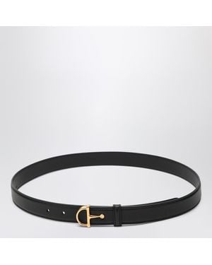 ベルト GUCCI Slim leather-colored belt with half buckle Gucci Slim Leather-Colored Belt With Half Buckle in Brown