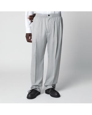 Bottega Veneta Pantalon En Laine Gris Clair Chiné