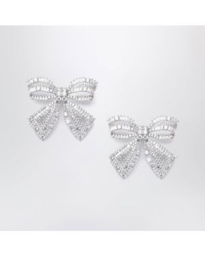 Self-Portrait Crystal Bow Earrings - Metallic