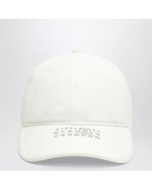 MM6 by Maison Margiela Cream Baseball Cap With Numeric Logo - White