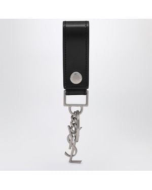 Saint Laurent Porte-Clés Cassandre En Cuir - Noir