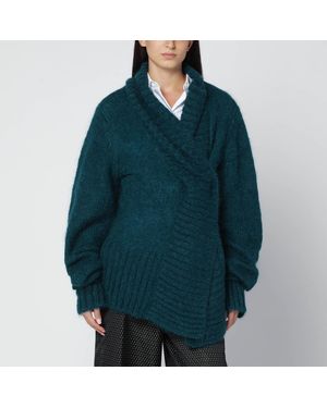 Dries Van Noten Pull Oversize Vert Pétrole En Mélange De Mohair
