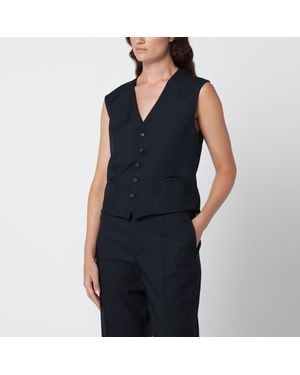Blazé Milano Feral Weste Aus Marineblauer Wolle Und Mohair