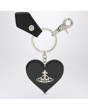 Vivienne Westwood Mirror Heart Orb Heart Keyring - Black