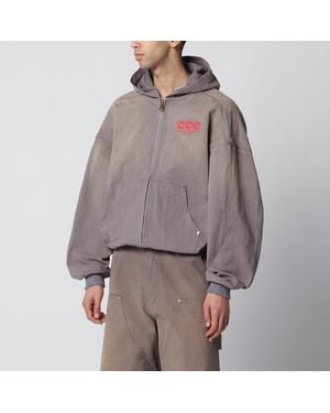 Willy Chavarria Graphite Zip-Up Jacket With Vintage Effect - Brown