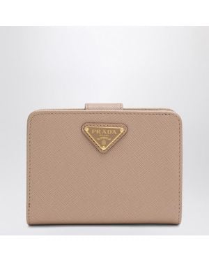 Prada Portafoglio continental piccolo cipria in saffiano - Neutro