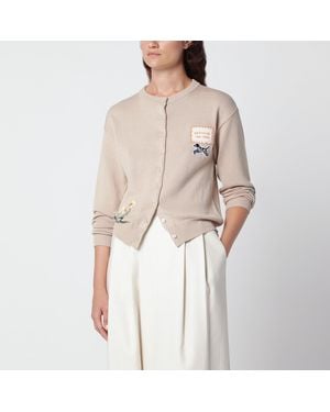 Weekend by Maxmara Gilet Couleur Amande En Coton Avec Empiècements - Neutre