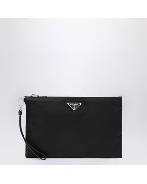 Prada Schwarze Tasche Aus Re-Nylon Und Saffiano