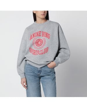 Anine Bing Miles Collegiate Graues Baumwoll-Sweatshirt
