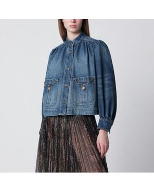 Chloé Gathered Denim Jacket - Blue