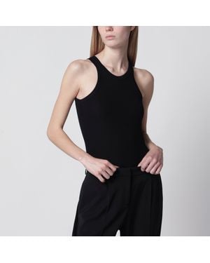 Sportmax Ribbed Cotton And Silk Halterneck Tank Top - Black